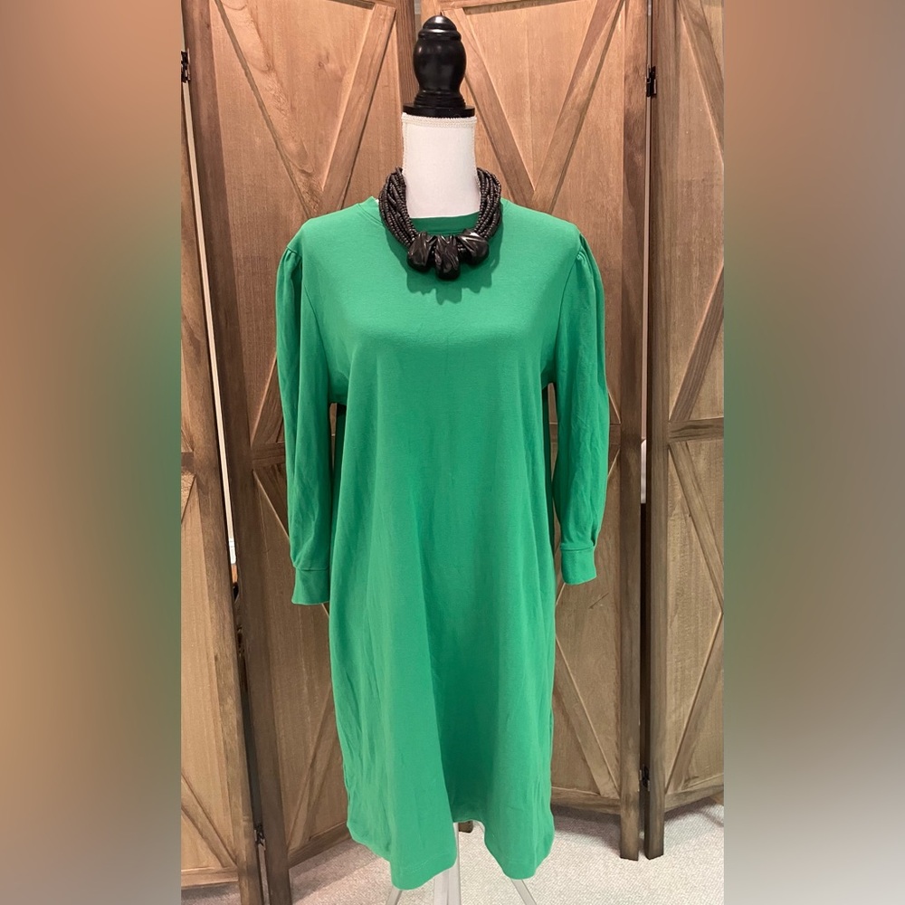 Nessecitees Green puff Sleeve T- shirt Dress casual